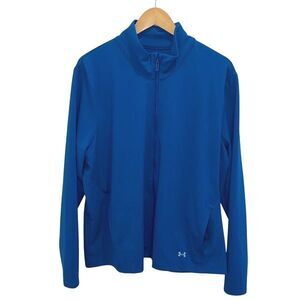 Under Armour Womens Full Zip Stretch Mock Neck Motion Jacket Blue Size 2X